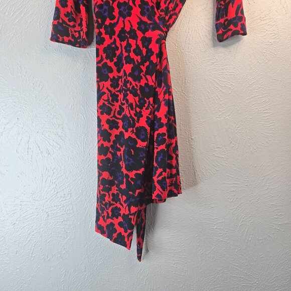 Diane von Furstenberg Julian Wrap Dress Sz 6 Floral Silk Formal Cocktail V Neck - Picture 4 of 13
